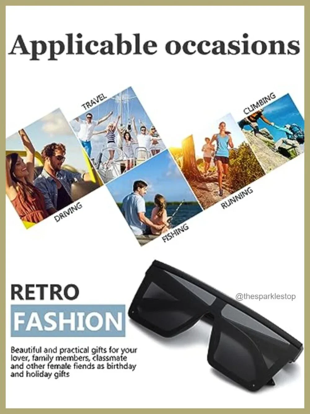 4 Pairs Oversized Flat Top Square Sunglasses Vintage Retro Shade UV Protection